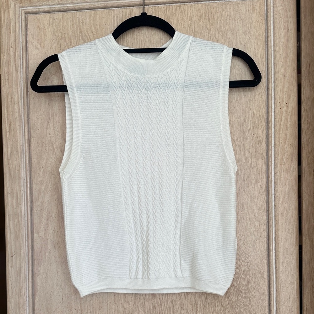 Topshop Sleeveless White Knit Top